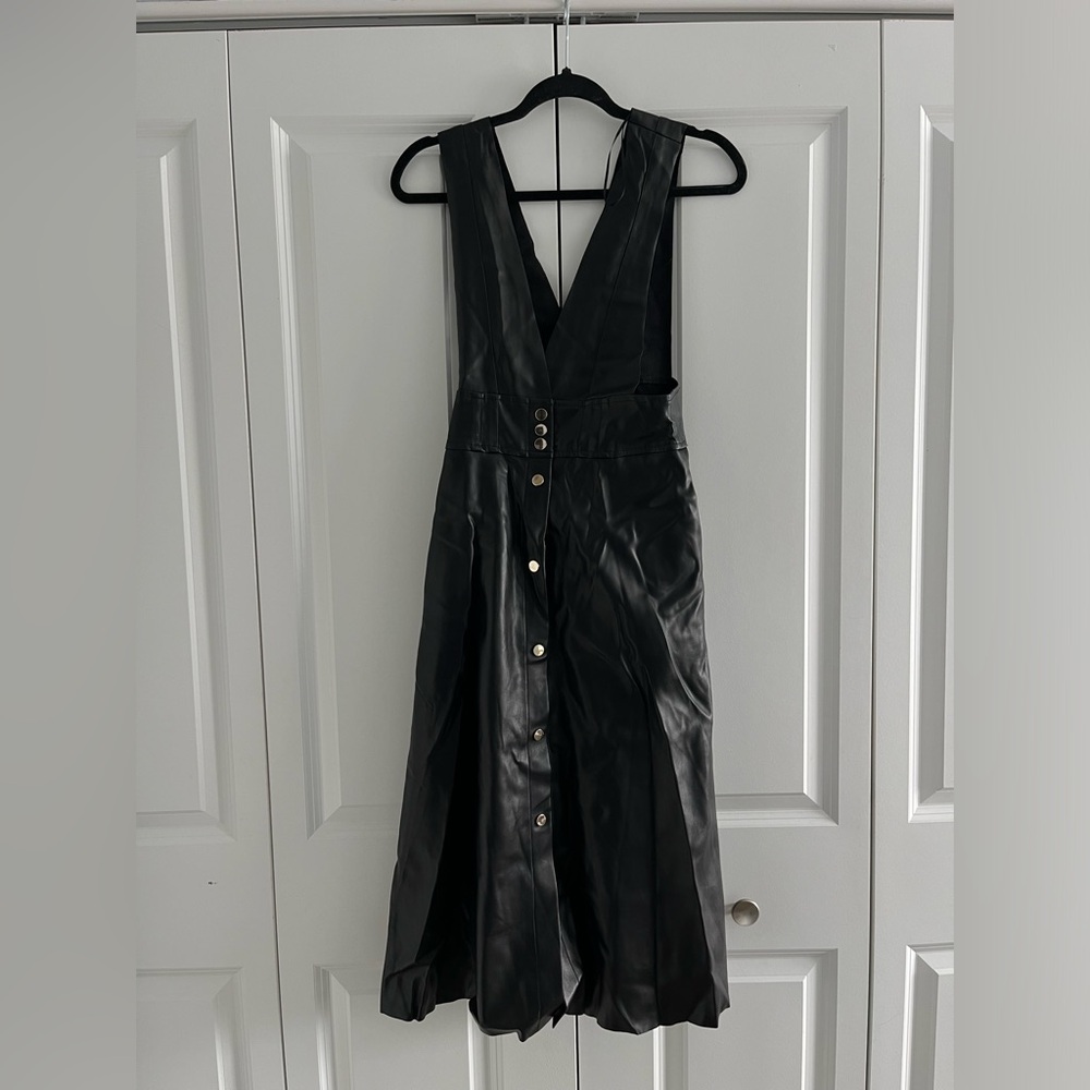 Zara Black Leather Midi Dress